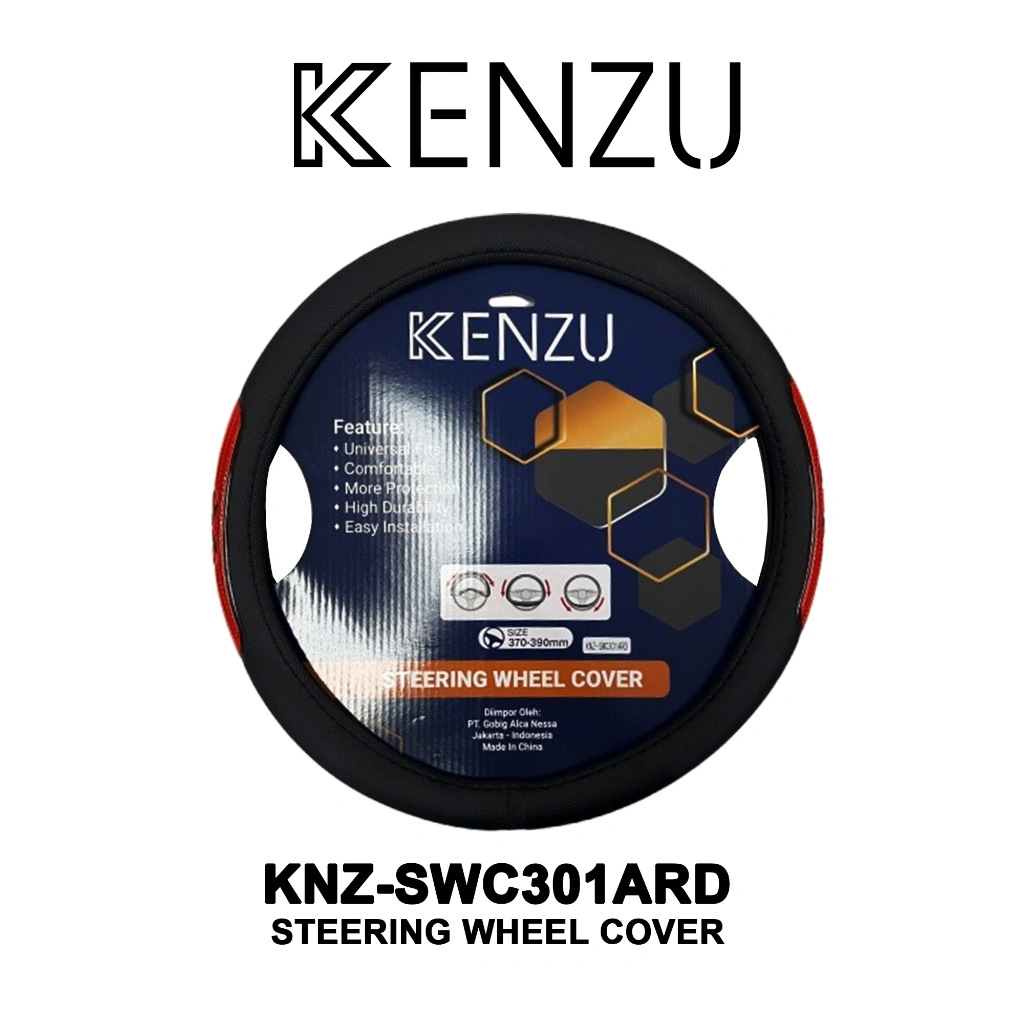 KENZU KNZ-CS301 Sarung Stir Mobil | Anti Slip, Universal Fit | Sporty Steering Wheel Cover