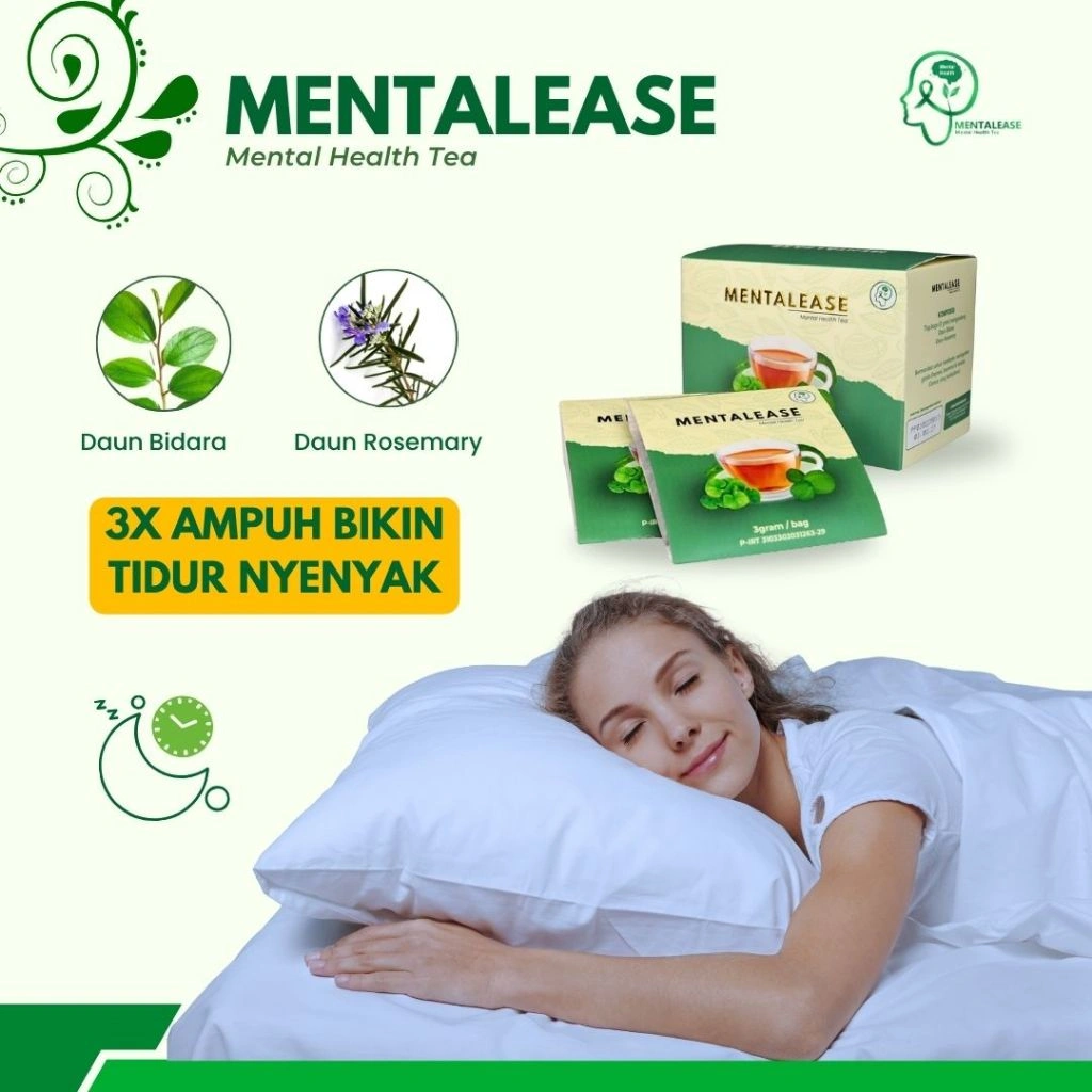 Obat Insomnia Paling Ampuh - Mentalease Bikin Pulas - Teh Herbal Isi 6 & 14 Bag
