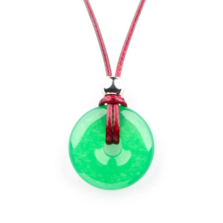 Kalung Liontin Koin Giok Hijau Asli Natural Aventurine Jade Gems Necklace Pendant