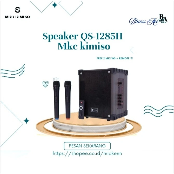 Speaker bluetooth wireles QS-1285H  6,5inch x2 free mic+remote controle