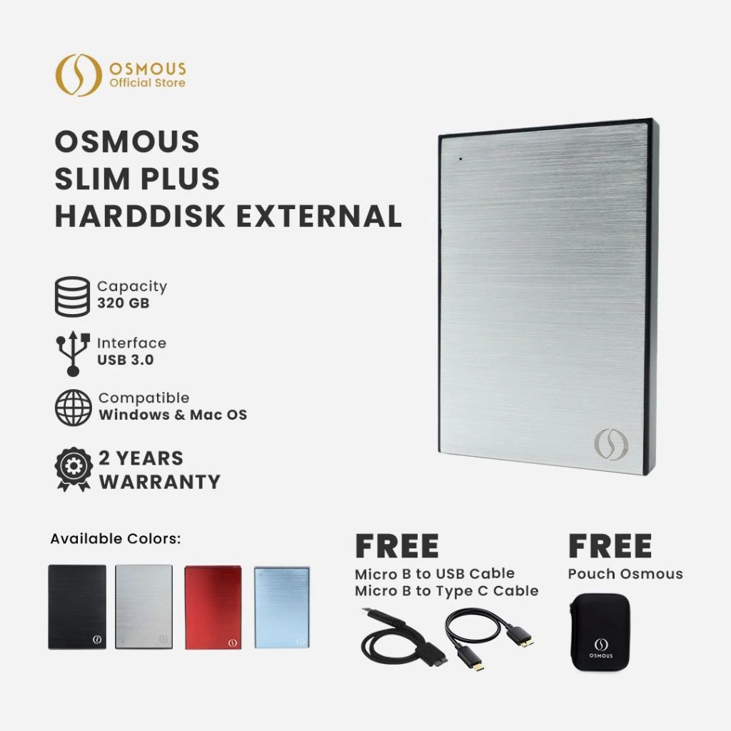 Osmous Slim Plus Hardisk HDD External 320GB USB 3.0 Portable Storage