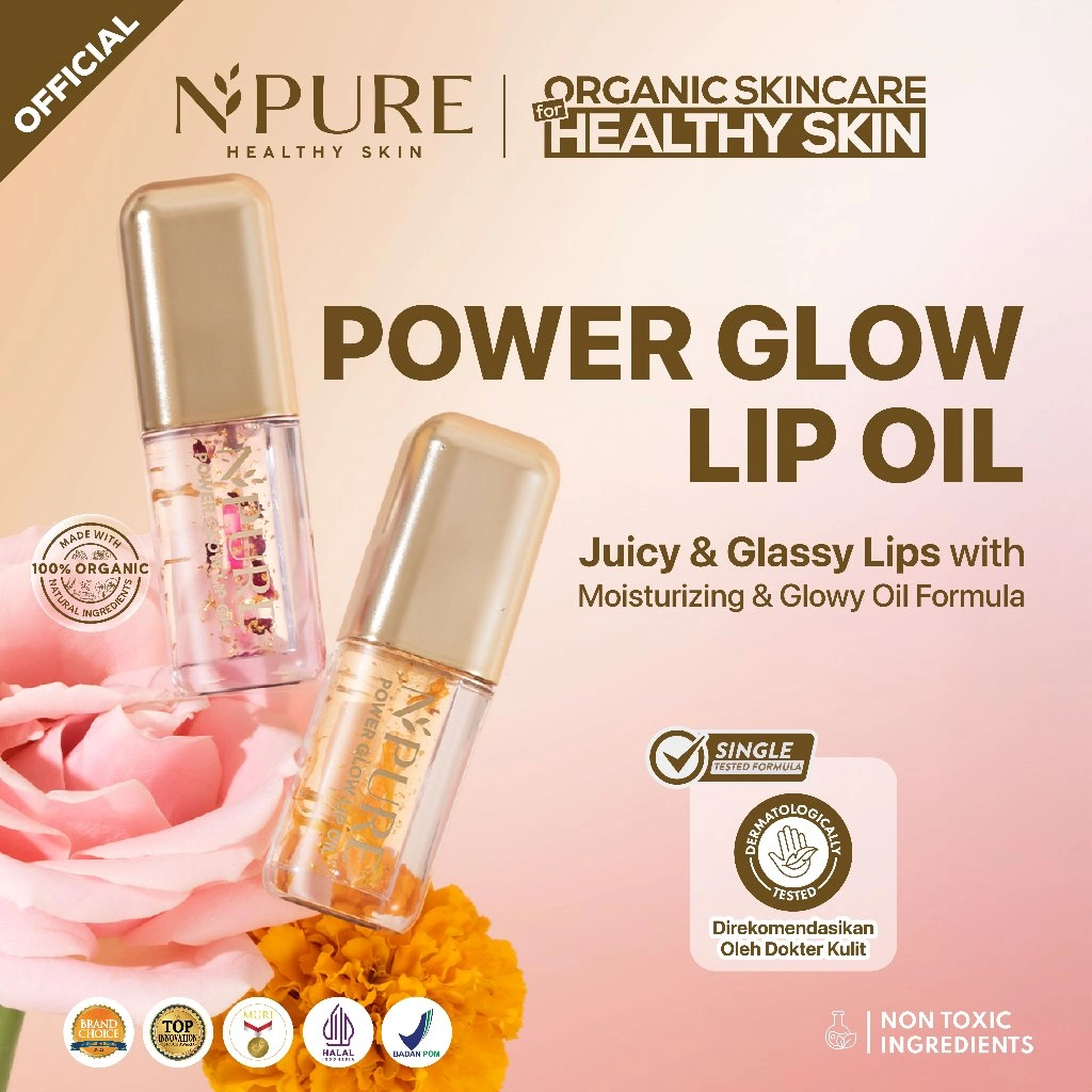 LIP GLOW OIL - NPURE Power Glow Lip Oil / Lip Gloss / Lip Base / Lip Topper / Pelembab Bibir
