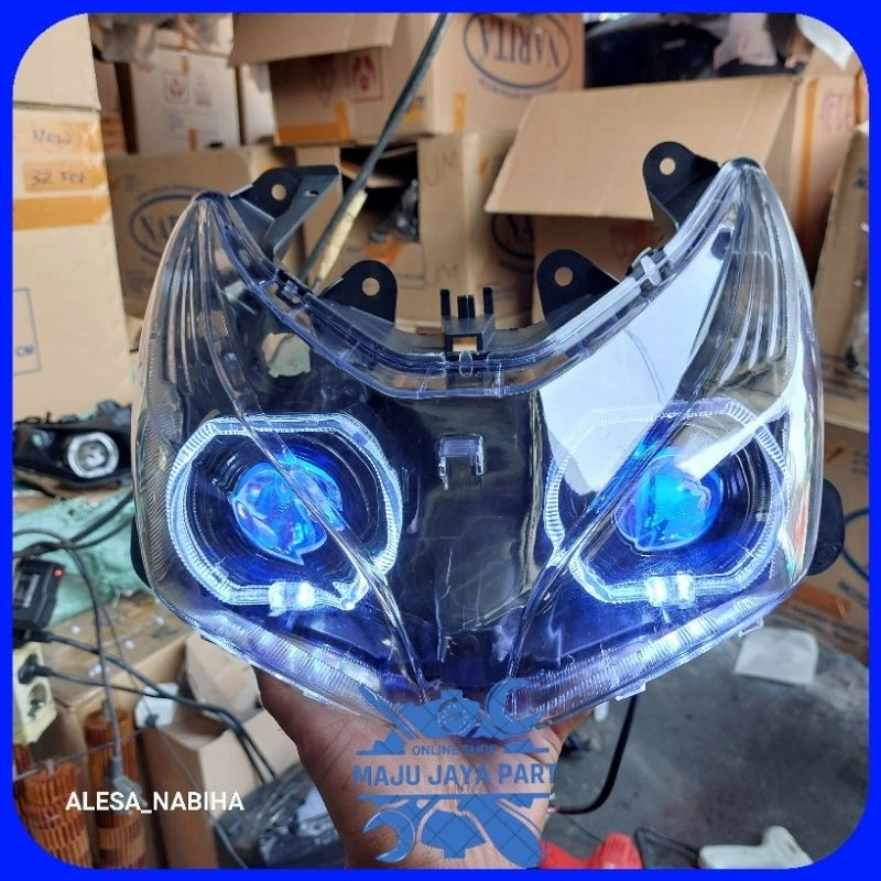 Reflektor Depan Vario 110 Fi Led Vario Remot Full Set Biled Ala Ala 4.5 Inci Super Terang