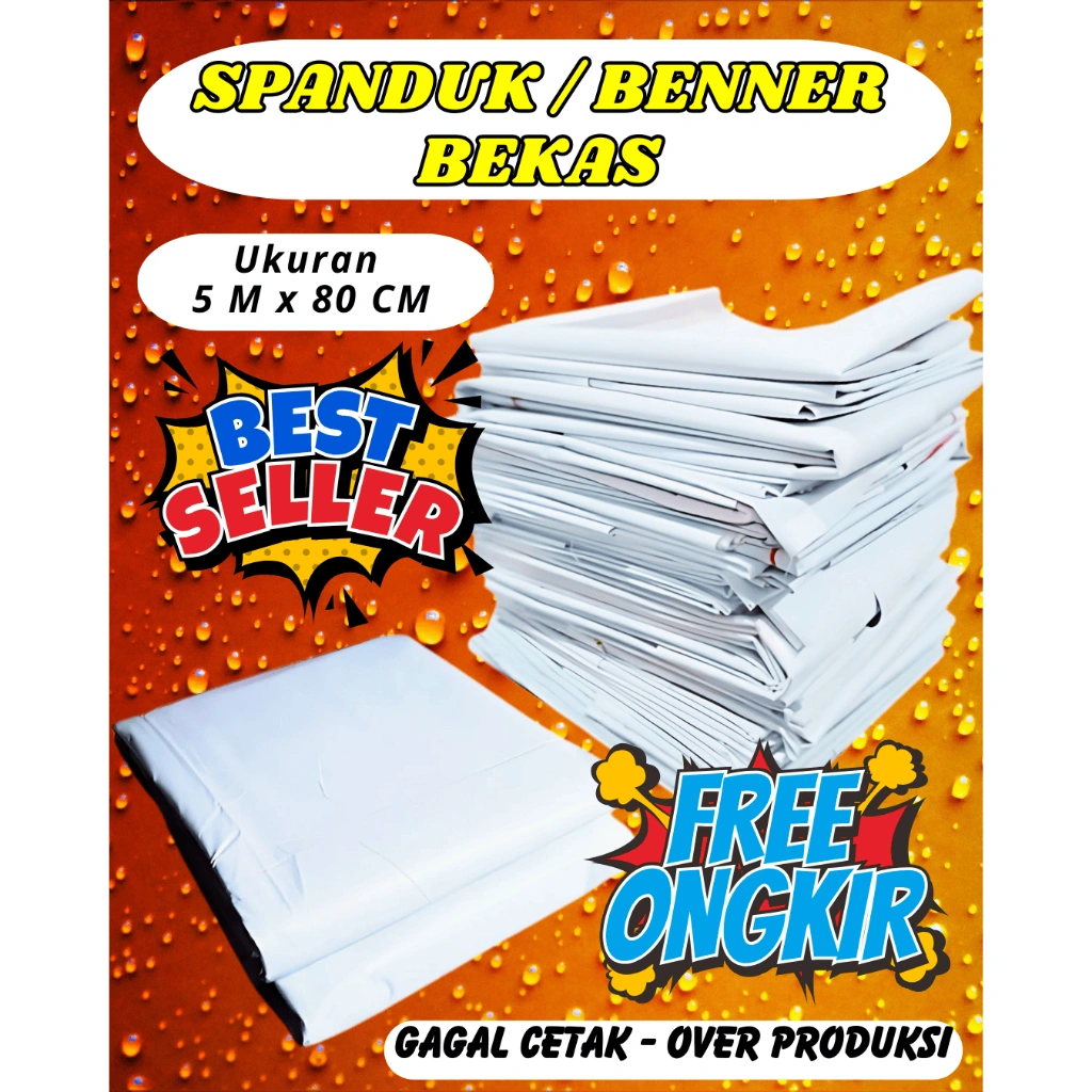 Spanduk atau Benner bekas / Gagal cetak uk. 5 M X enak 80 cm bahan flexi ketebalan 280 gram