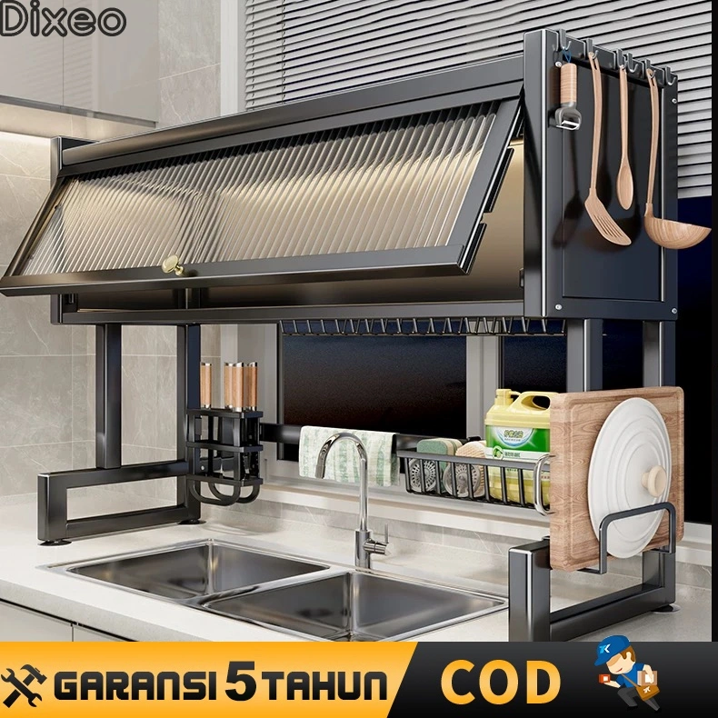 Rak Dapur Stainless Steel 304 | Rak Pengering Piring & Kotak Sendok Garpu | Rak Lemari Multifungsi 2 Lapisan | Alas Piring, Penyimpanan Peralatan Dapur | Gantung Pintu Kabinet, Rak Dinding | Anti Karat, Tahan Air, Hemat Ruang