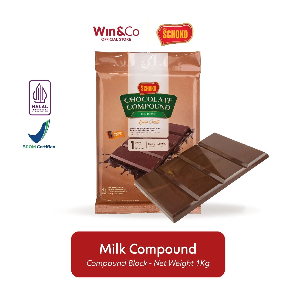 SCHOKO Milk Compound Chocolate Block  / Cokelat Batangan - 1kg