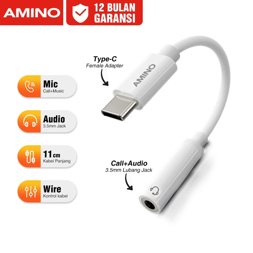 AMINO USB C Connector Port To 3.5mm Female Aux Digital Audio Cable Jack To TYPE C Smartphone