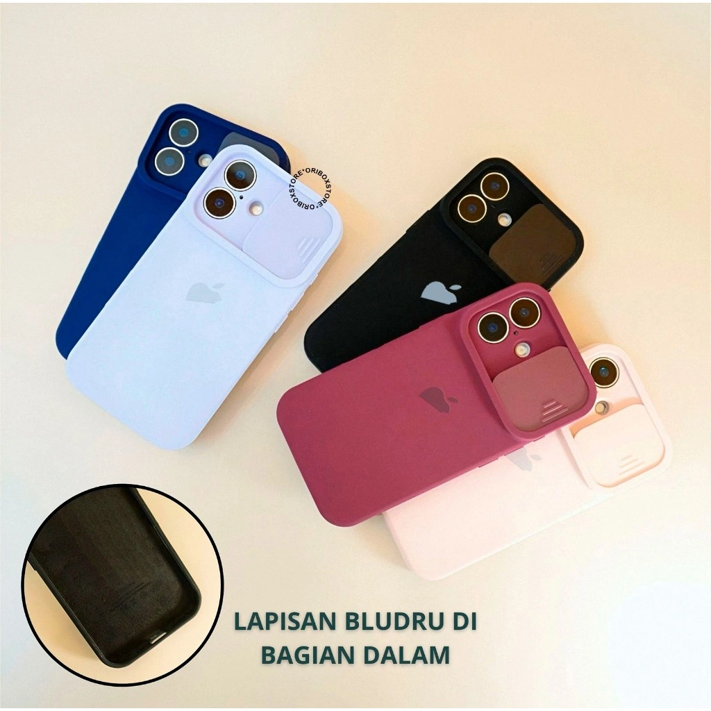 (+Packing Box) Bludru Premium Window Slide Camera Case - Softcase/ Casing Hp Compatible For Iphone 7 7plus 8 X Xr 11 12 13 14 15 16 Plus Pro Max Casing Tutup Kamera Full Cover Pelindung Handphone RCI543