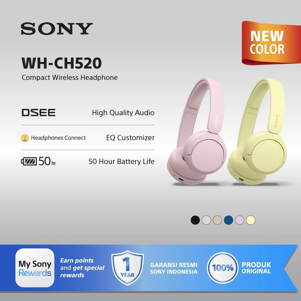 SONY WH-CH520 On Ear Wireless Headphone / CH520 / CH-520 - Pink