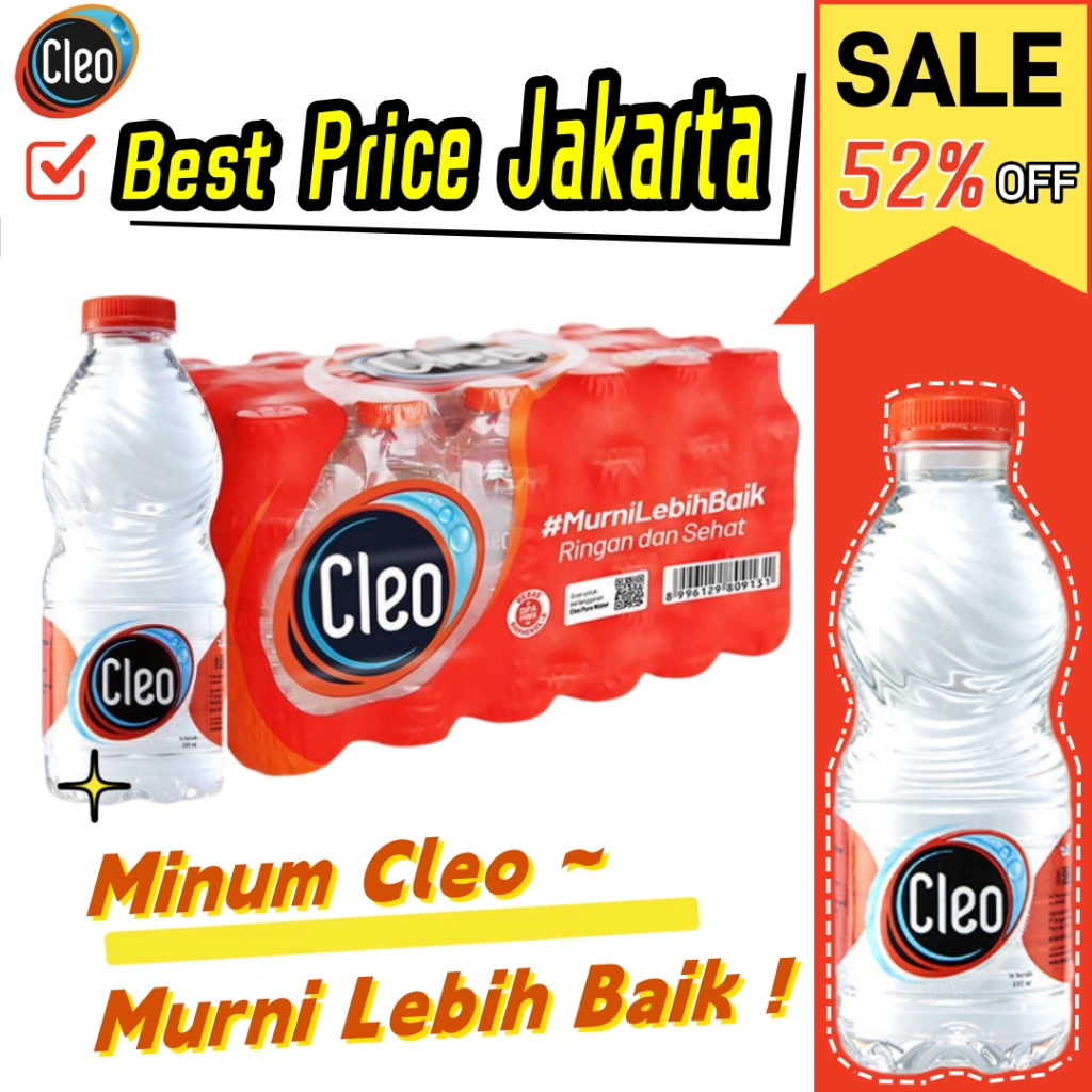 CLEO 220ml isi 24 Botol Mini, ASLI CLEO, ORI Cleo Botol Mini, Air Minum 220ml Botol 1 Pack isi 24