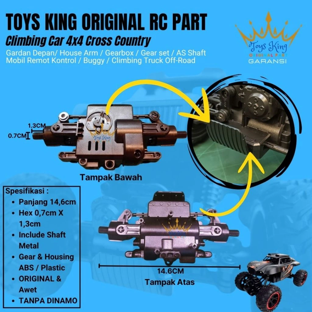 Gardan Depan / House Arm / Gearbox / Gear Set / AS Shaft RC CLIMBING CROSS COUNTRY WATER SPRAY CAR 1:14 OFFROAD 4WD Mobil Remote Control Efek Asap TOYS KING ORIGINAL PART
