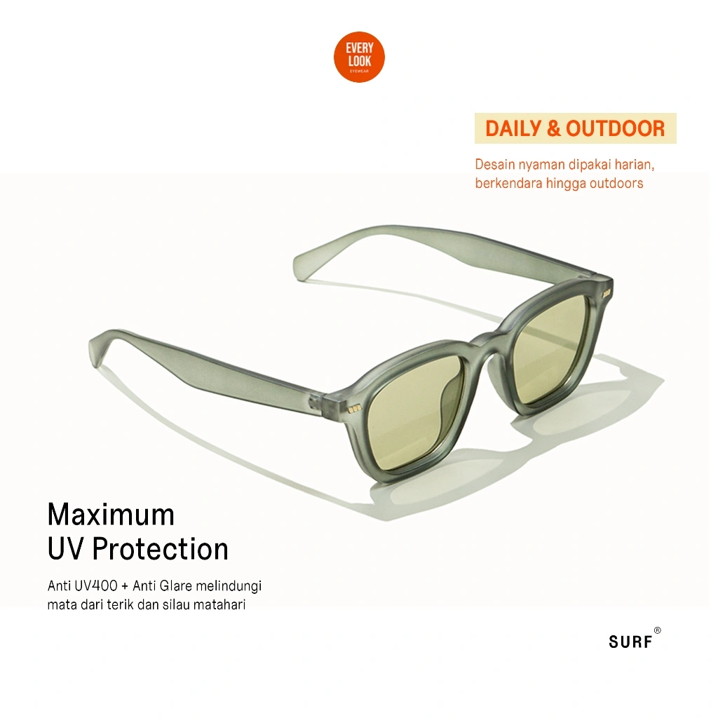 Everylook Eyewear - SURF | Sunglasses Kacamata Gaya Hitam Anti UV400 Protection dan Anti Glare Pria Wanita