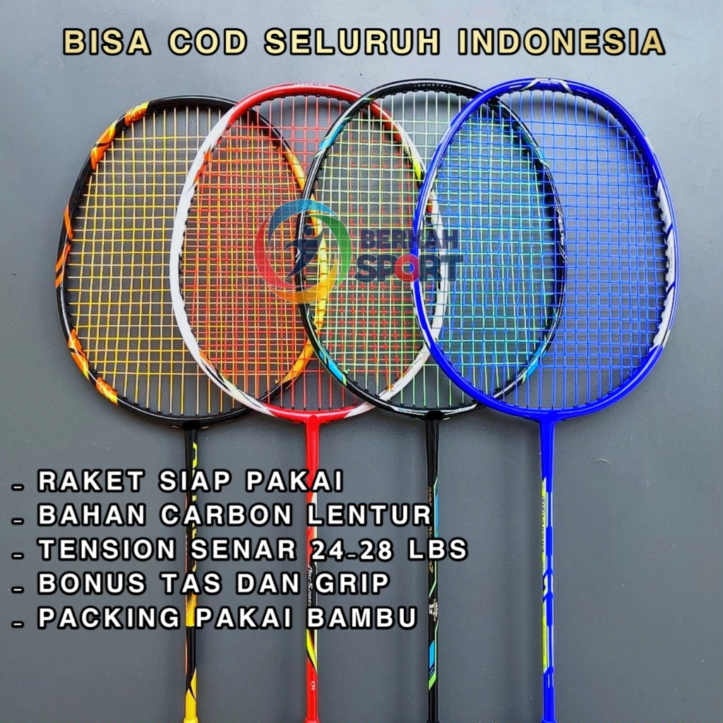 Raket Badminton Fullset Siap Main - Kuat Dan Nyaman Cocok Untuk Pemula Dan Menengah