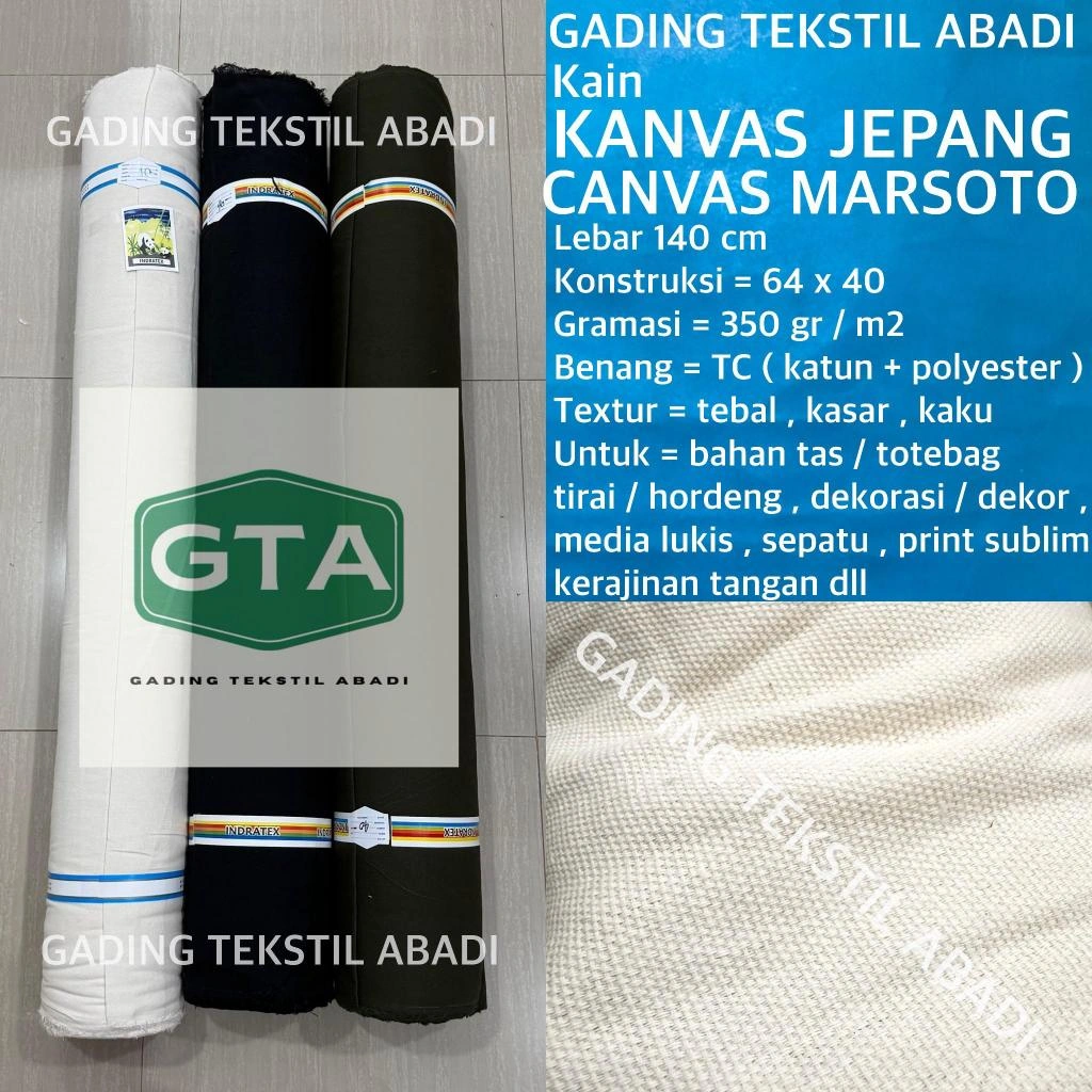 ( per 1 roll ) kain KANVAS JEPANG CANVAS TEBAL MARSOTO lebar 140 cm isi 40 meter bahan alas karpet carpet sepatu tas totebag tote goodie bag sofa media lukis craft embroidery monks cloth tufting punch needle sulam menyulam tirai hordeng gorden