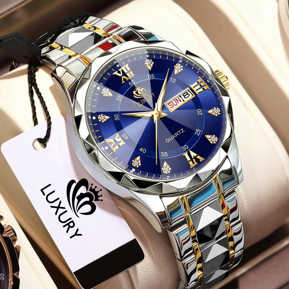 Jam Tangan Pria LUXURY Anti Air Original Anti Karat Bercahaya Kalender Quartz Watch Men