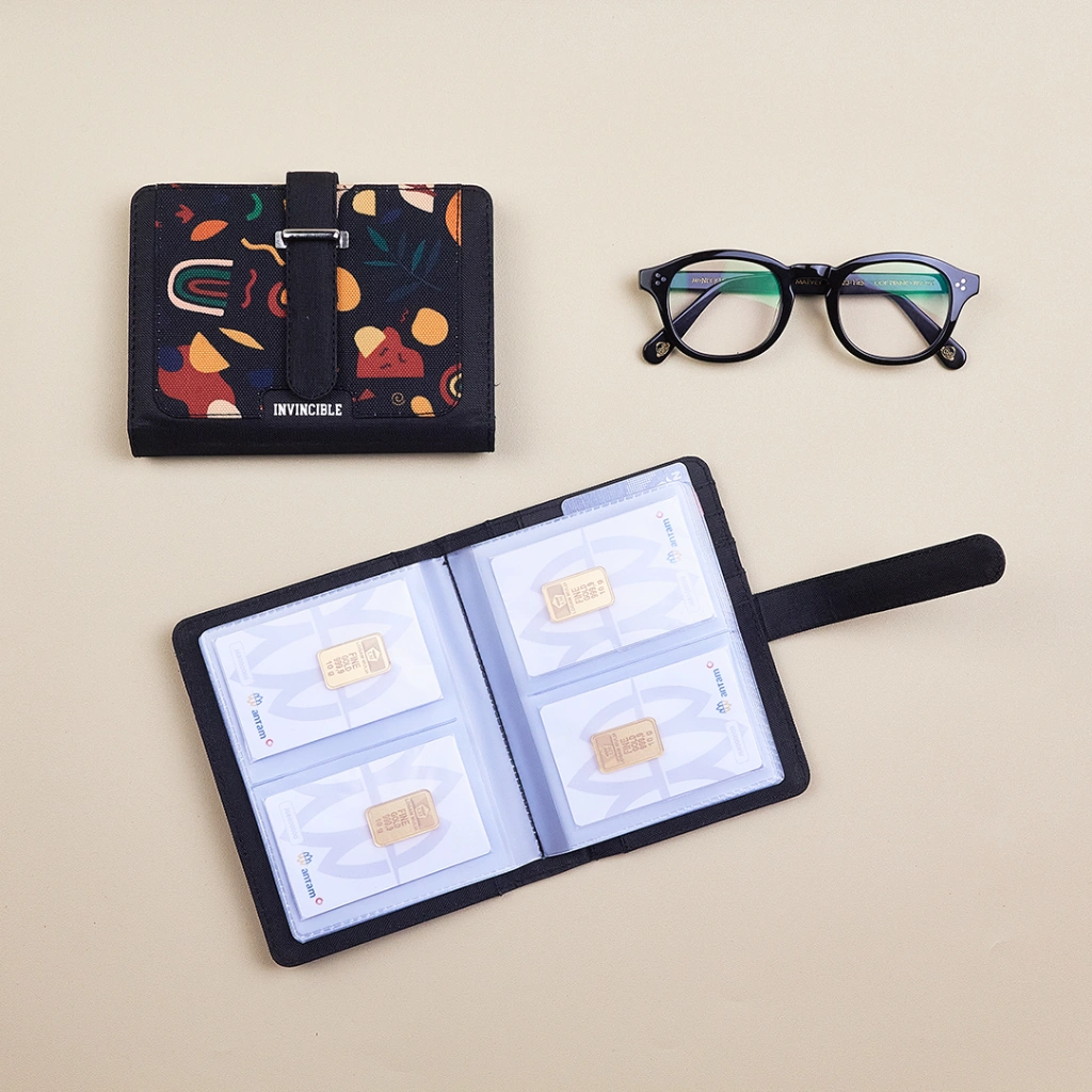 Dompet Card Holder Wallet Tempat Kartu Atm Emas Logam Mulia 53 Slot
