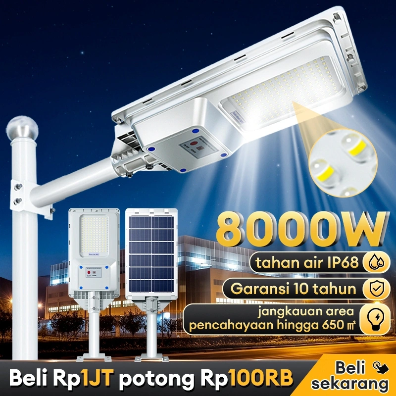 Garansi 30 tahun Lampu Tenaga Surya outdoor LED 8000W lampu solar cell lampu outdoor 0 Biaya listrik tahun jalan air IP67 kerangka anti petir Jarak Jauh smart kontrol jarang jauh stock tersedia