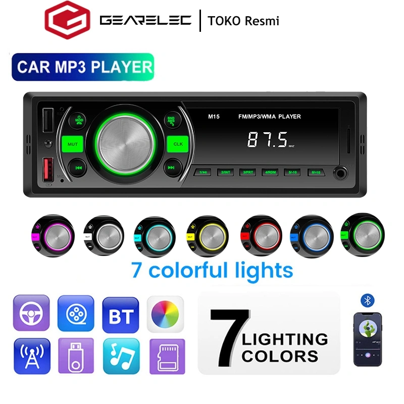 GEARELEC Tape Audio Mobil Single Din Bluetooth Multifungsi Bluetooth USB MP3 FM Radio USB