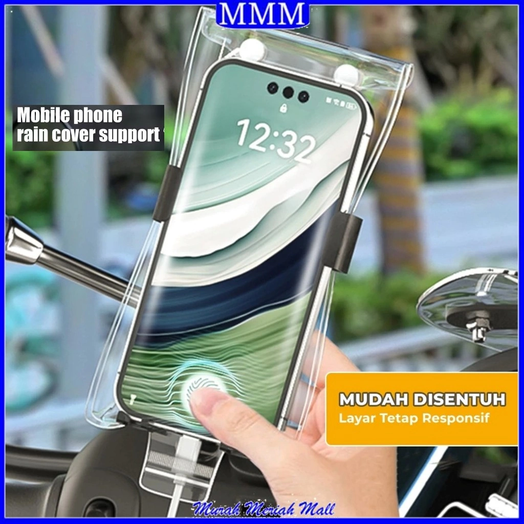 MMM Sarung HP Anti Air Transparan Polos Pouch HP Transparant Smartphone Waterproof Case Sarung Handphone Rider Universal Tahan Air Cover Hp Waterproof Transparant