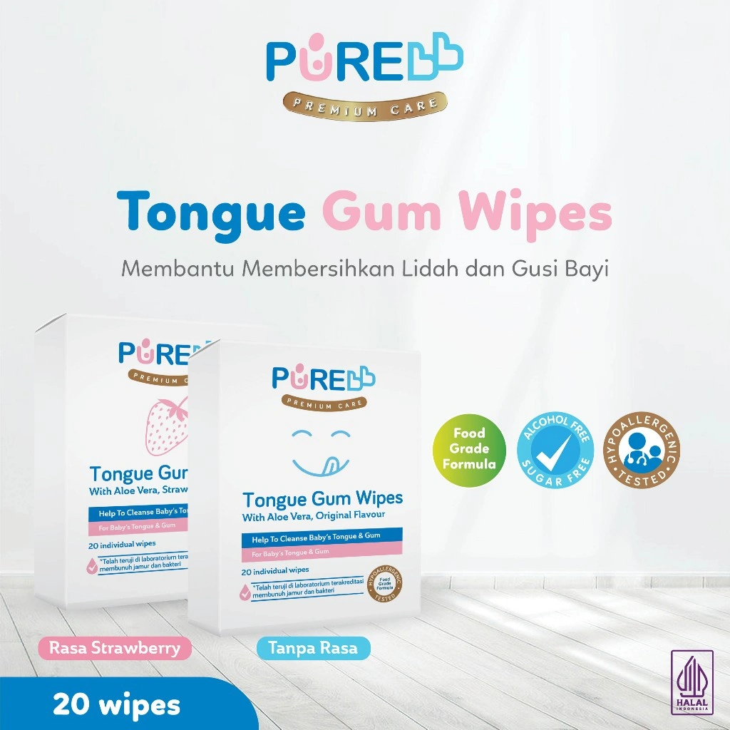 Pure BB Tongue Gum Wipes Tisu Basah Gusi & Lidah Bayi (20 wipes)