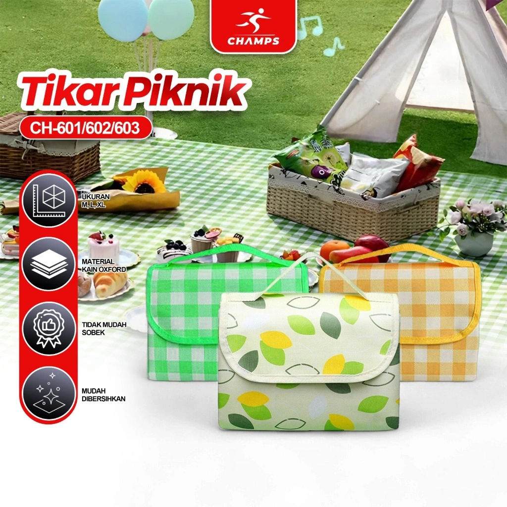 CHAMPS Tikar Piknik Lipat Anti Air – Alas Piknik Outdoor Waterproof Murah Ringan & Tahan Air untuk Camping Portable