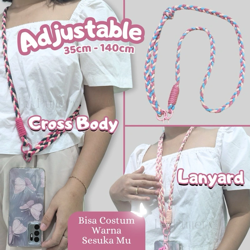 Tali HP Selempang Bisa Adjustable Strap Hp Cross Body Lanyard bisa diatur panjangnya
