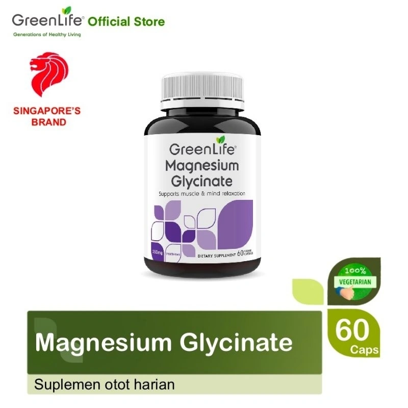 GreenLife Magnesium Glycinate isi 60 Kapsul Suplemen Magnesium Vegetarian Suplemen Otot  EXP 08/2028