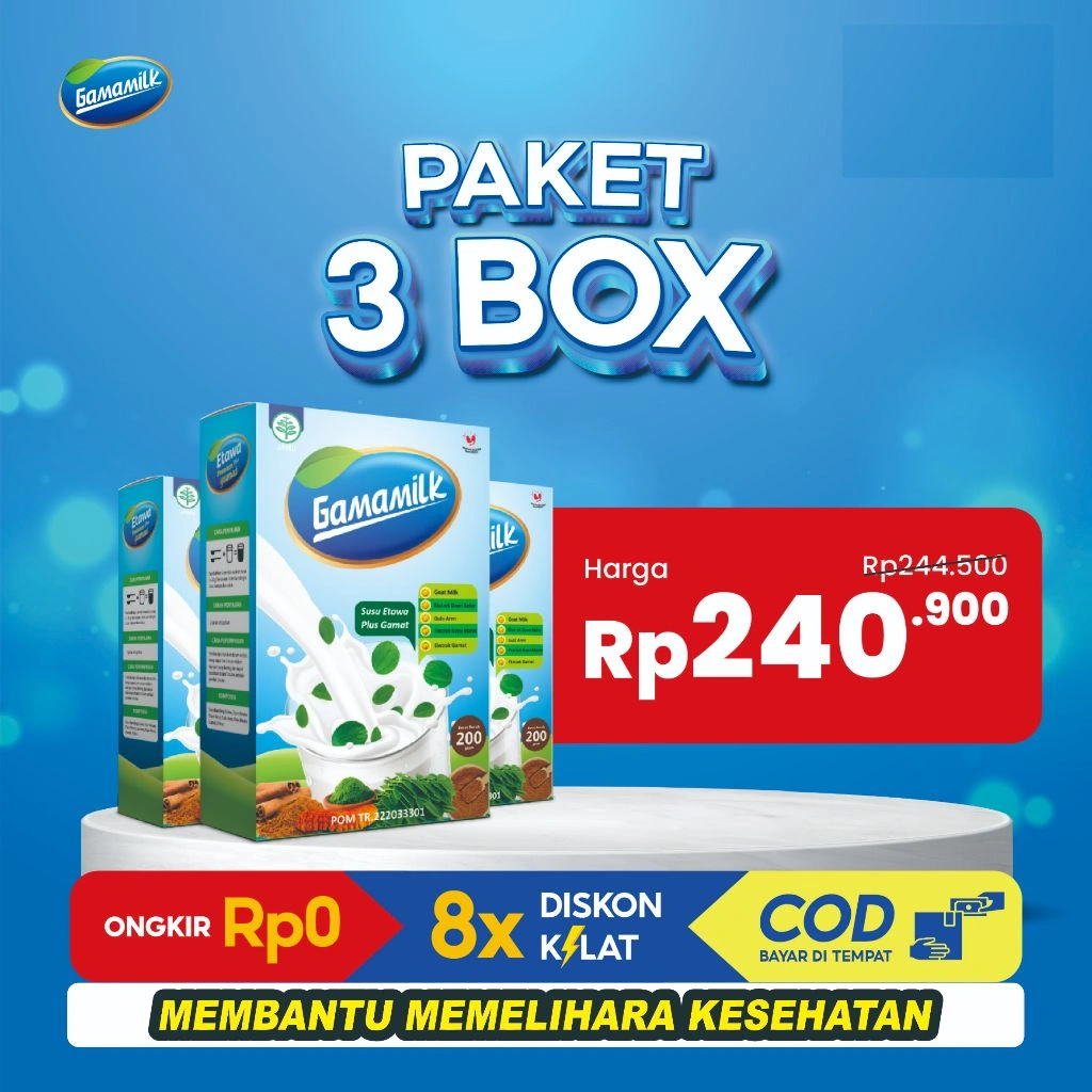 GAMAMILK - 3 Box Susu Etawa Ekstrak Gamat dan Ekstrak Daun Kelor