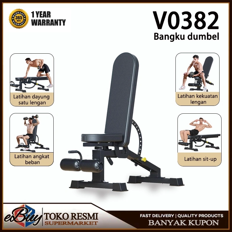 EBUY bangku dumbbell multifungsi/bangku latihan sit-up/Exercise Training Fitness Bench with Dumbbell Rack/alat olahraga di rumah/Barbell Alat Olahraga Rumahan Fitness