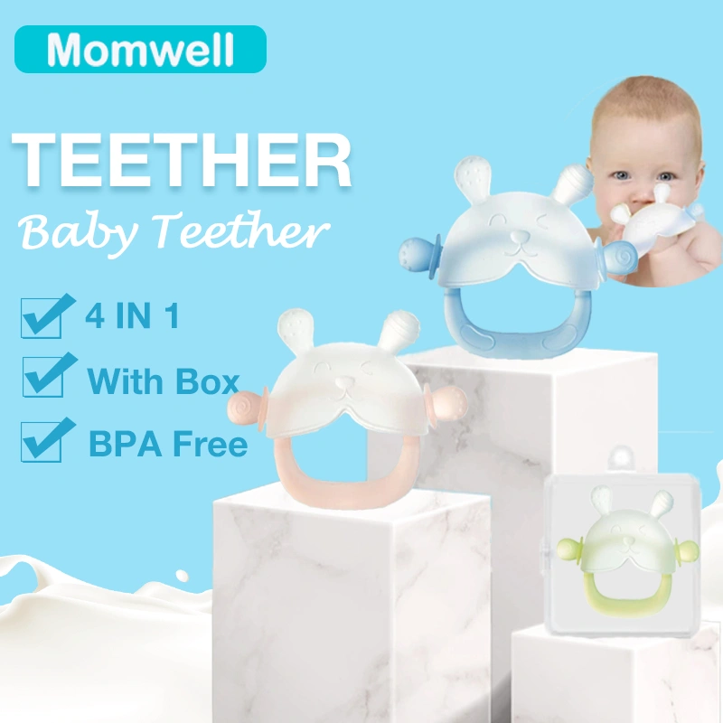 Momwell YJ02 Baby Teether BPA Free / Gigitan Bayi Silikon Bentuk Jari / Gigitan Jari