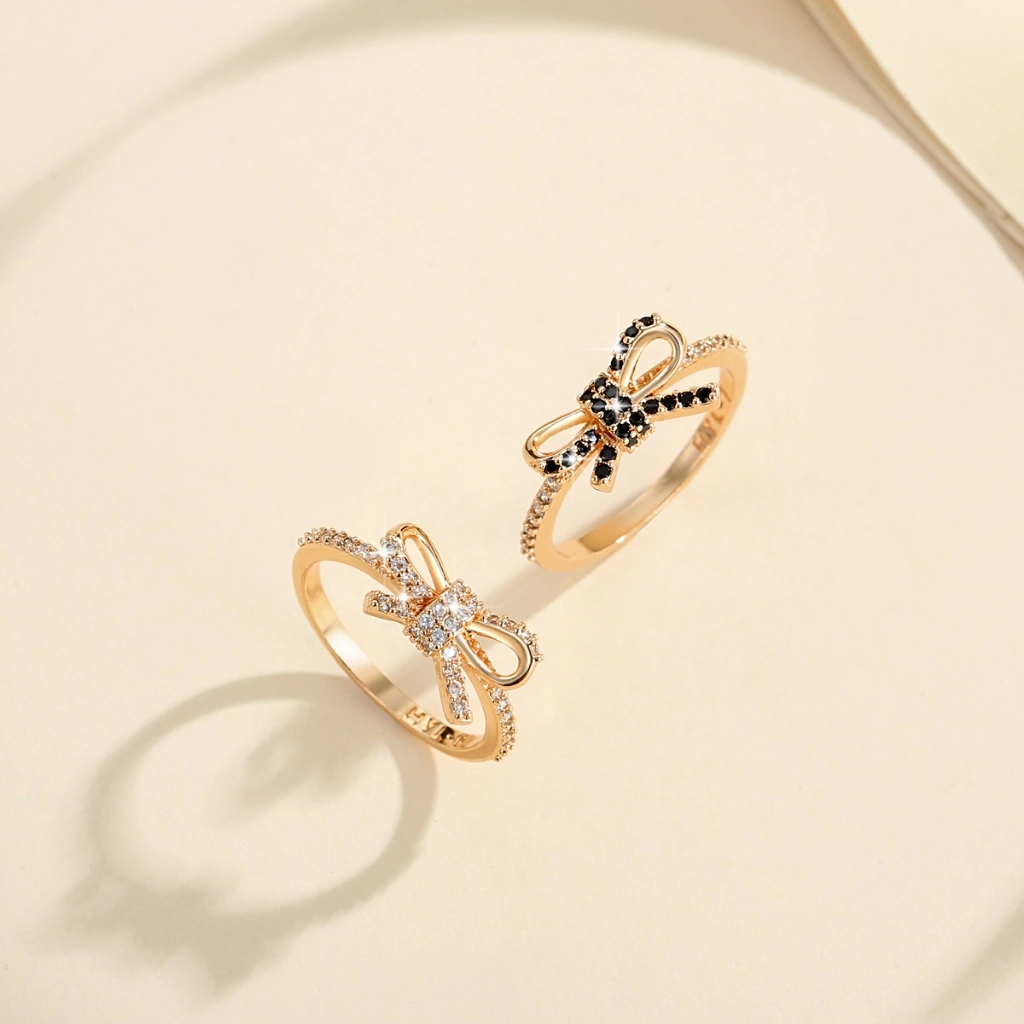 Lanme Jewelry Cincin Kristal Berlapis Emas Wanita Dewasa Dari Baja Tahan Karat Anti Luntur Aksesori Mode LM763