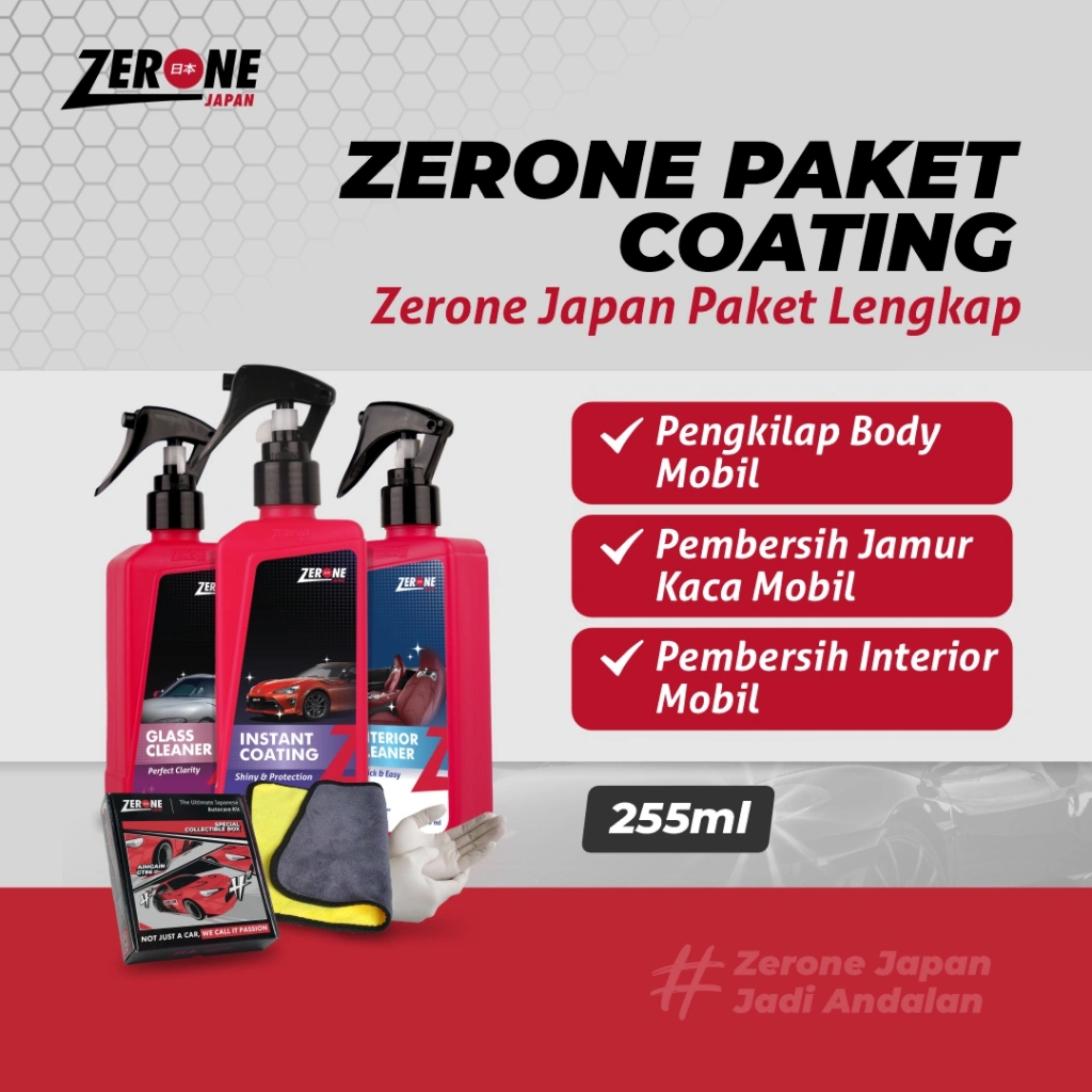 Zerone Paket Coating Pembersih Interior Pengkilap Body Pembersih Jamur Kaca Mobil
