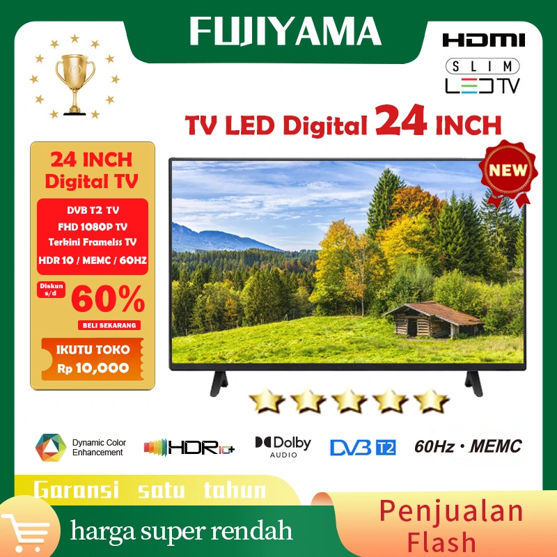 Promosi TV LED 19/20 21/22/24/25 Inch TV Digital Televisi Murah FHD 1080P