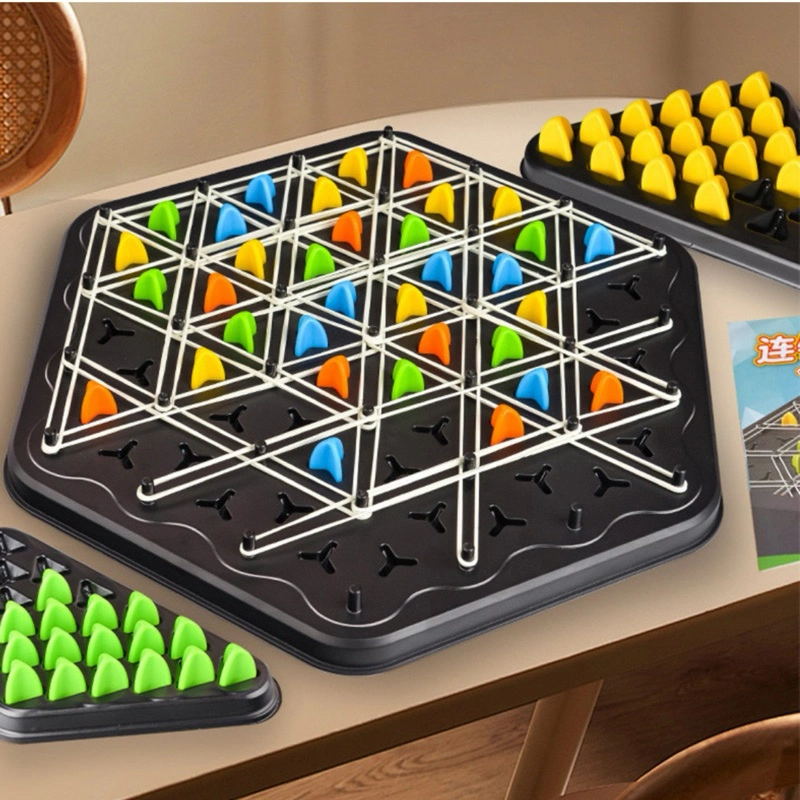 Geometry Chain Triangle Chess Puzzle Game Toy Board Game Logical Thinking  Rubber Band Game Party Family Interactive Battle Set
