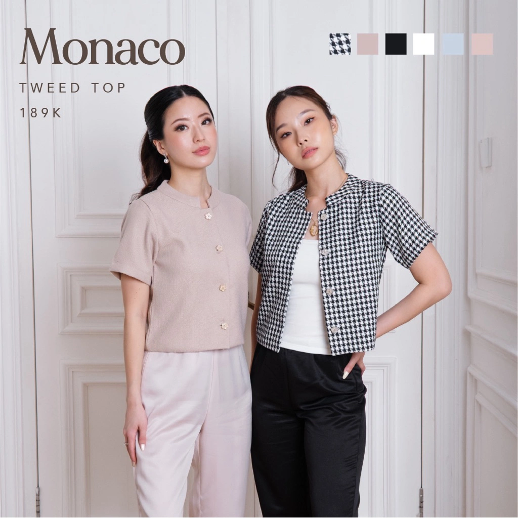 Monaco Tweed Top -- Ocha Wear x Valerie Pola | Elegant Top | Trendy Tweed