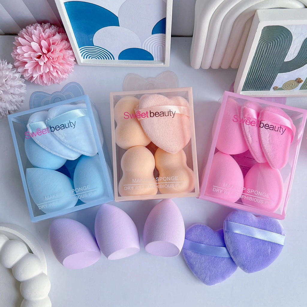 MFH - 5PCS/SET Spons Makeup Kering Dan Basah Beauty Blender Alat Rias Sponge Makeup With Box