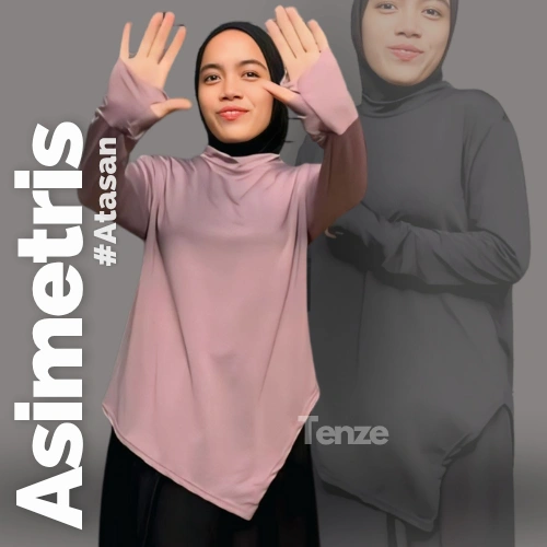 Tenze Baju Atasan Sporty Asimetris Lengan Panjang Olahraga Gym Fitnes Pilates Yoga Senam Jogging