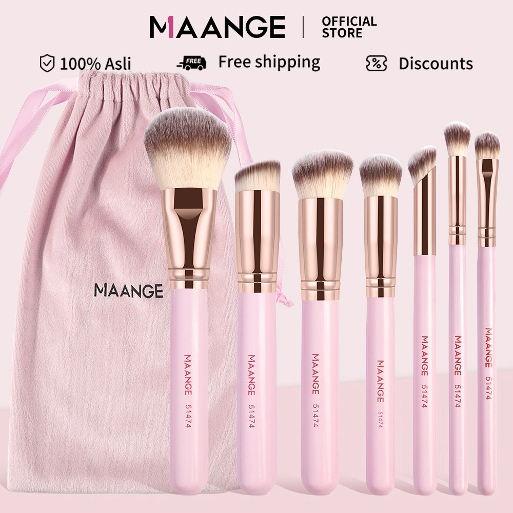 MAANGE 7 Buah Set Brush Makeup Pemula Kuas Bedak Besar Kuas Concealer Kuas Eyeshadow dan Kuas Kontur Alat Rias 51474