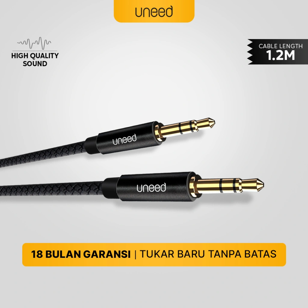 UNEED Kabel Aux Audio 3.5mm Male to Male Gold Plated - UCB401X