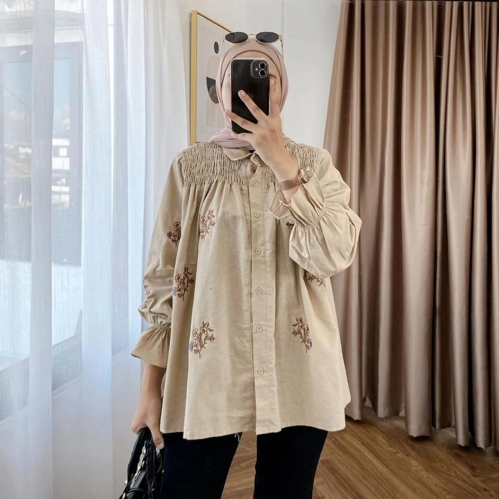 DARISKA BLOUSE BORDIR LINEN RAMI