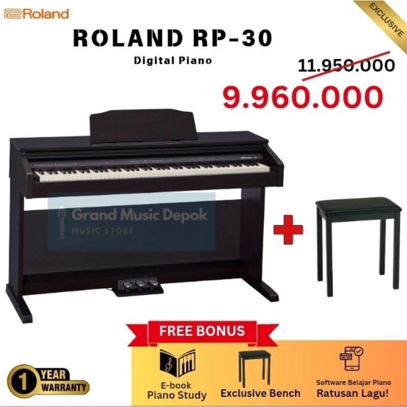 Roland RP30 Digital Piano Roland / Home Piano / Digital Piano 88keys hammer action Roland RP 30