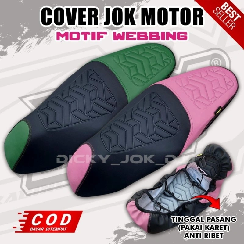 Cover Jok Motor (PAKAI KARET) Anti Ribet MOTIF WEBBING Tinggal Pasang Motor Beat, Vario, Scoopy, Nmax, PCX, Lexi, Adv, Genio, Fino, Stylo