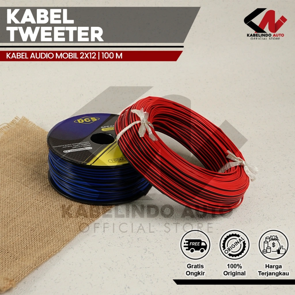【DCS】Kabel Speaker / Kabel Tweeter / Kabel Audio Mobil 2x12 100m Serabut Tembaga
