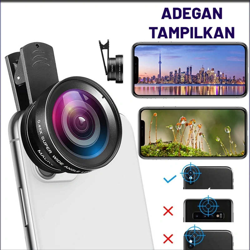 2 In 1 Lensa 12.5X Camera HP Dengan Klip Untuk Handphone Super Wide Angle Lens Macro Smartphone Aksesoris Lensa Pembesar