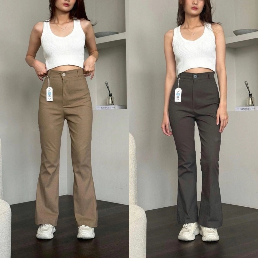 Flare Pants – Highwaist Kulot Cutbray - Celana Knator Formal Casual Chinos Streatch Melar