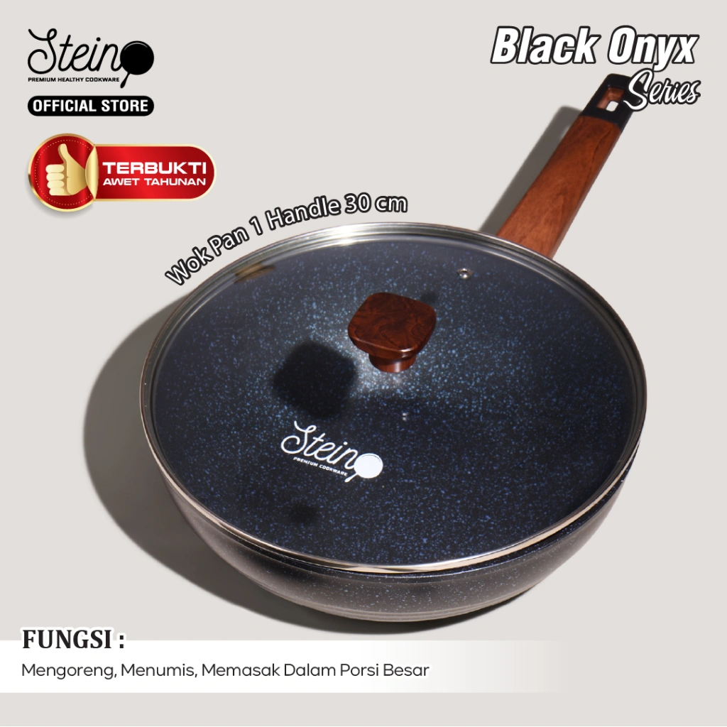 STEIN Onyx Wok Pan Panci GERMAN ANTI-LENGKET (6 Layer Granite German Greblon)- 30cm (Panci Wajan)