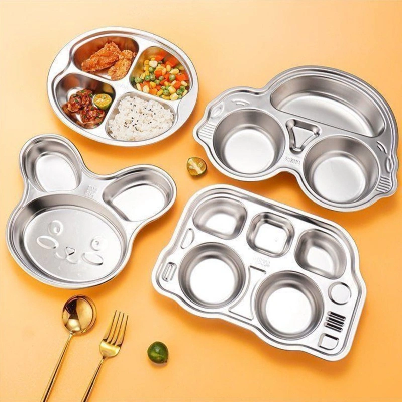Motif Lengkap Piring Mangkok Makan Snack Anak Sekat Plate Tray Bento Food Grade Stainless Steel 304