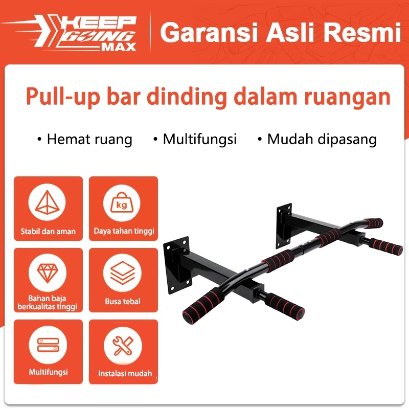 Alat Pull-Up Multifungsi untuk Dalam Ruangan, Dipasang di Dinding dengan Pengeboran, Peralatan Fitness Single dan Double Bar untuk Rumah