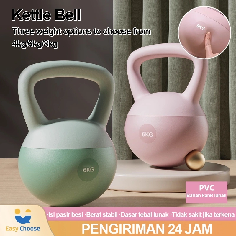 Easy Choose 4/6/8kg Kettlebell Lunak | Dumbell Set | Peralatan Kebugaran Rumah | Latihan Kekuatan Squat Dengan Kettlebell | Neoprene Kettlebell