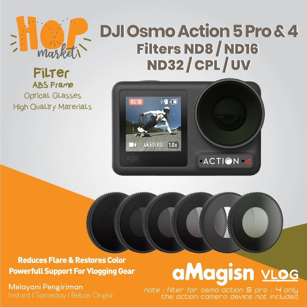 aMagisn Lens UV CPL for DJI Action 5 Pro / 4 Filter ND Insta360 Lensa Combo CPL dan ND8 ND16 ND32 Camera OSMO ACTION5 PRO ACTION4